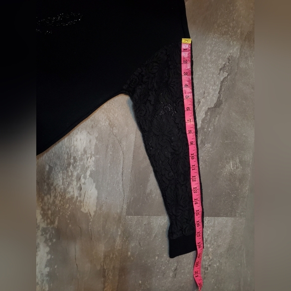 TWINSET Milano "Party Girl" Lace Embroidered long sleeves sweater. Black. Size M - Picture 9 of 9